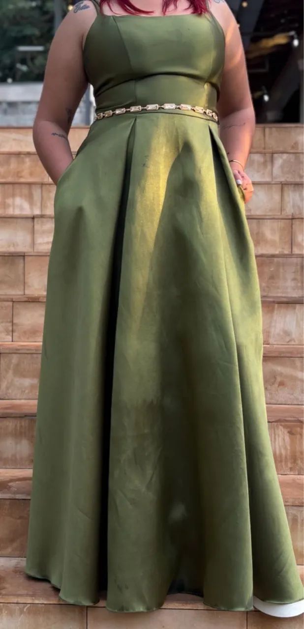 Vestido longo verde Olívia  - Foto 3