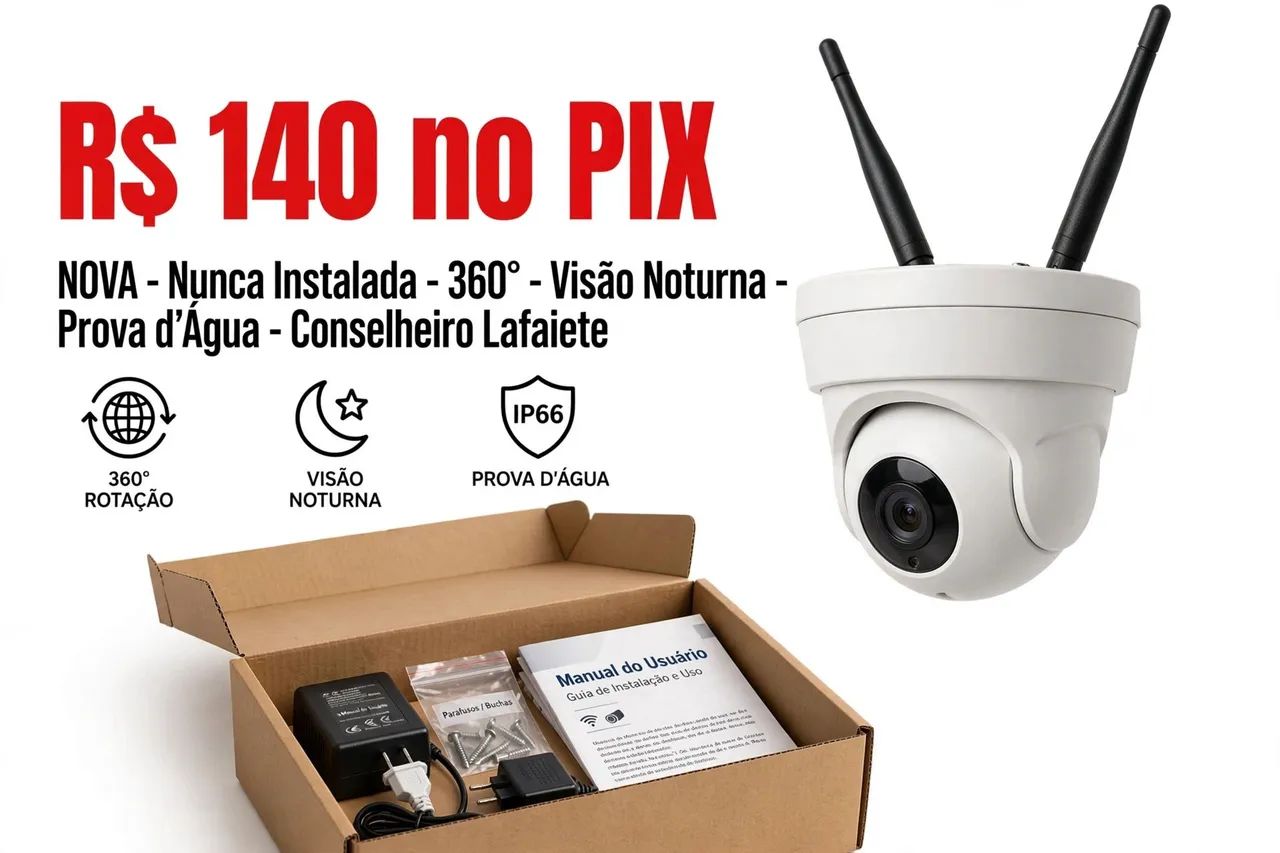 Câmera WiFi Externa PTZ 360° Prova D'Água Nova - Lafaiete
