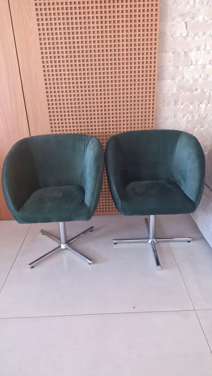Poltronas Giratórias em tecido aveludado  - Foto 4