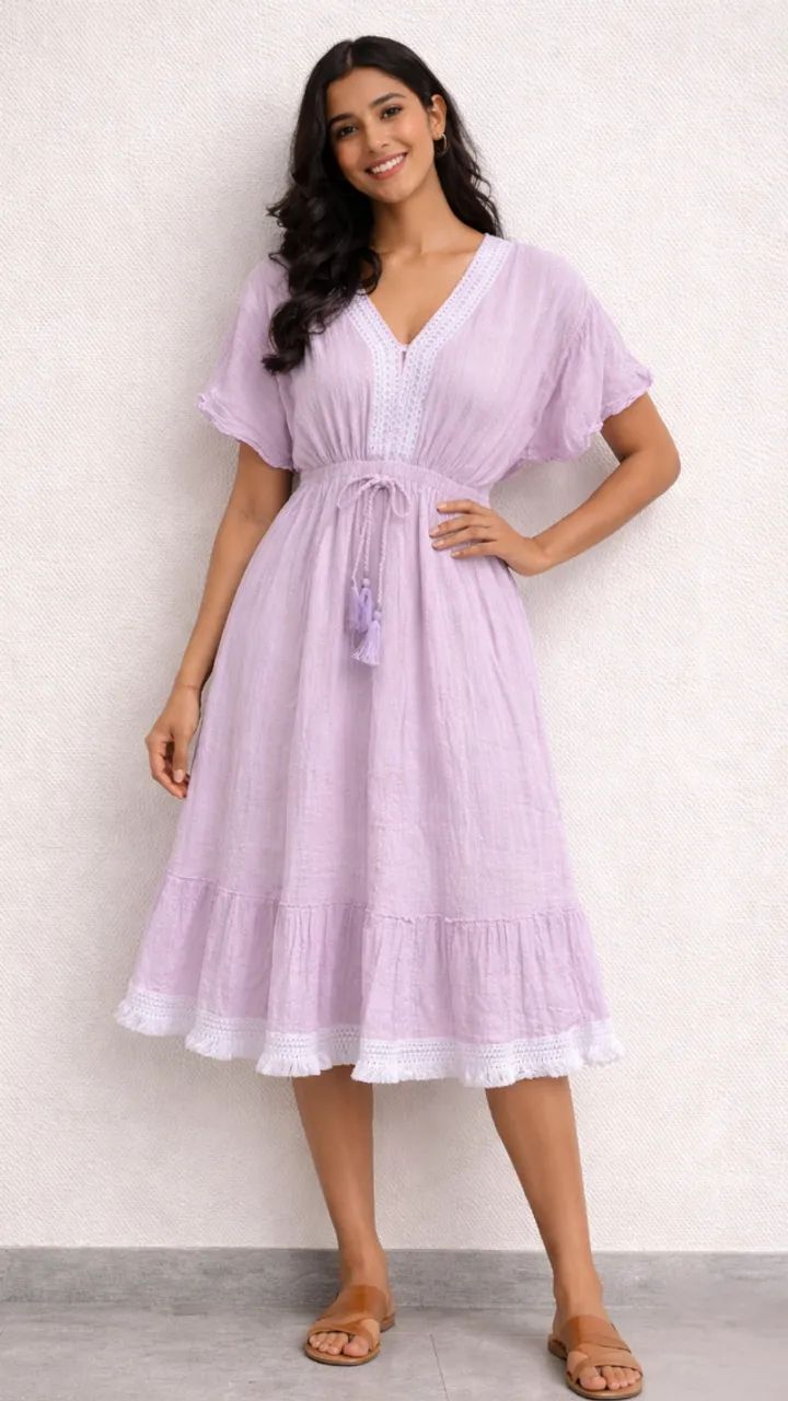 Vestido midi lilás, tamanho G - Foto 2