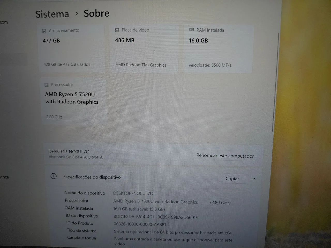 Notebook Asus VivoBook 16GB Ram + SsD - Foto 2