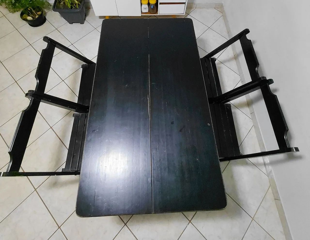 SJP - Jogo de mesa com cadeiras dobráveis de madeira - Foto 2