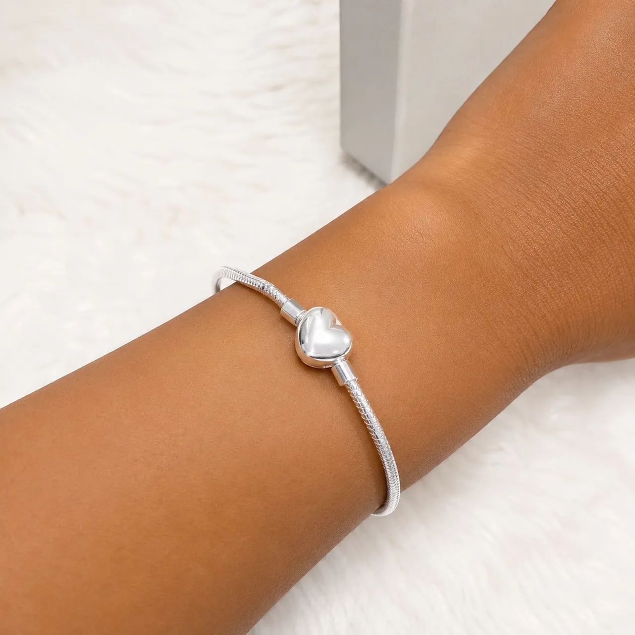 PULSEIRA PRATA 925 para BERLOQUE fecho CORAÇÃO LISO