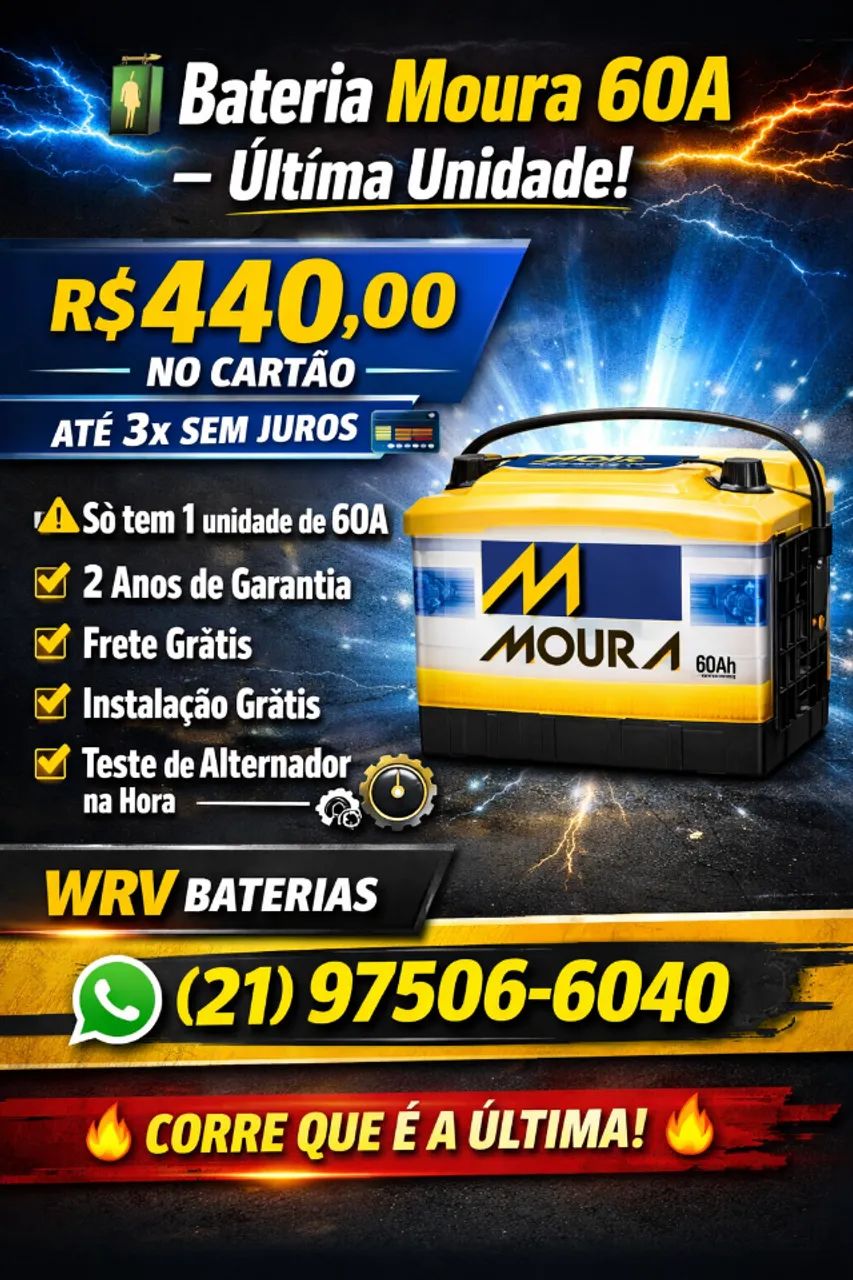 ? Bateria Moura 60A - Última Unidade!