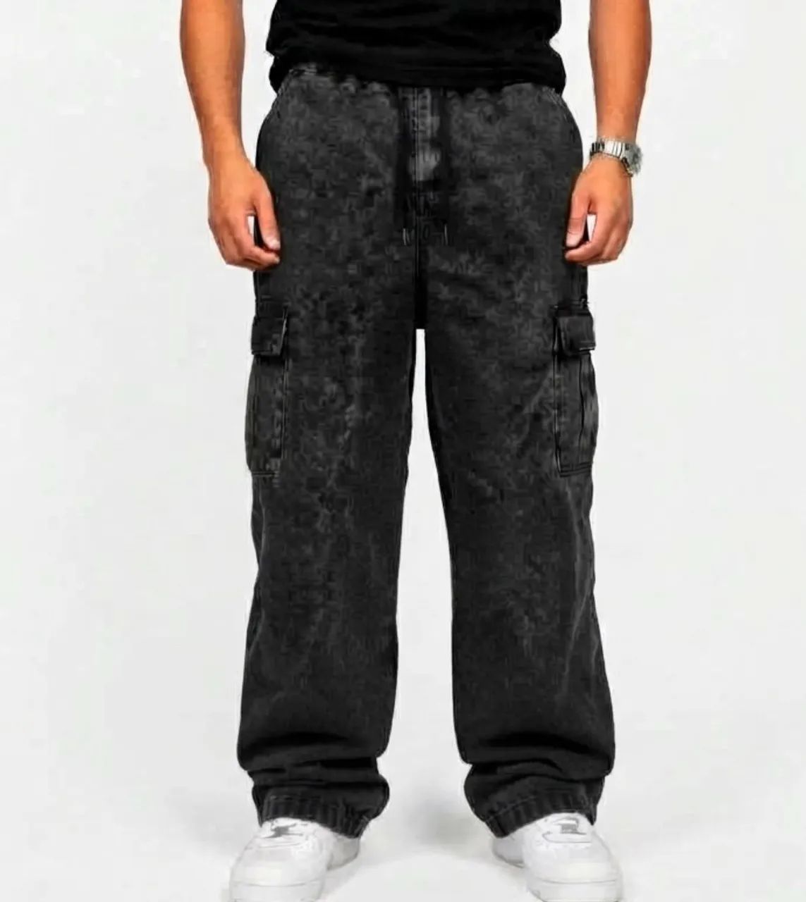 Calça Plus Cargo Baggy Escura 