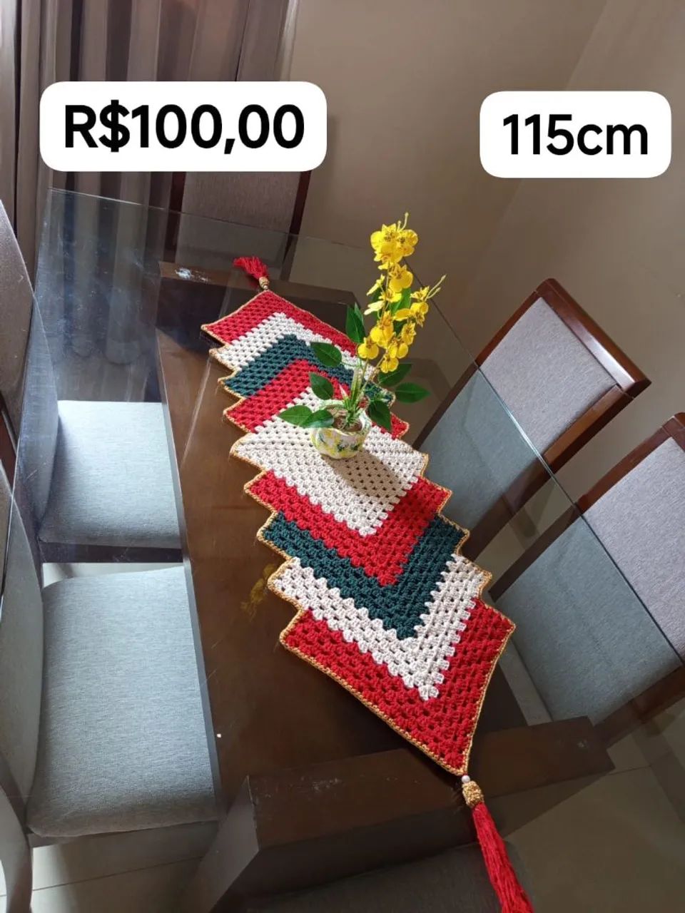 Trilho de mesa em crochê  - Foto 2