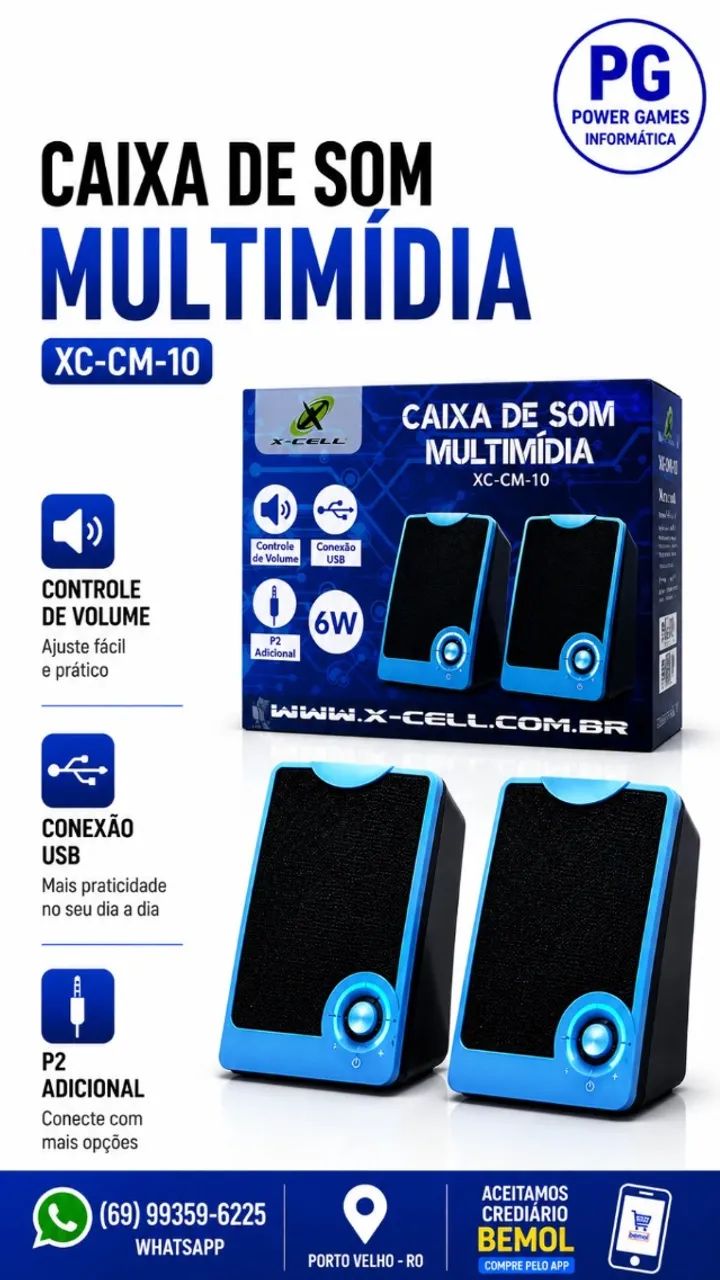 CAIXA DE SOM MULTIMIDA PARA PC OU NOTEBOOK