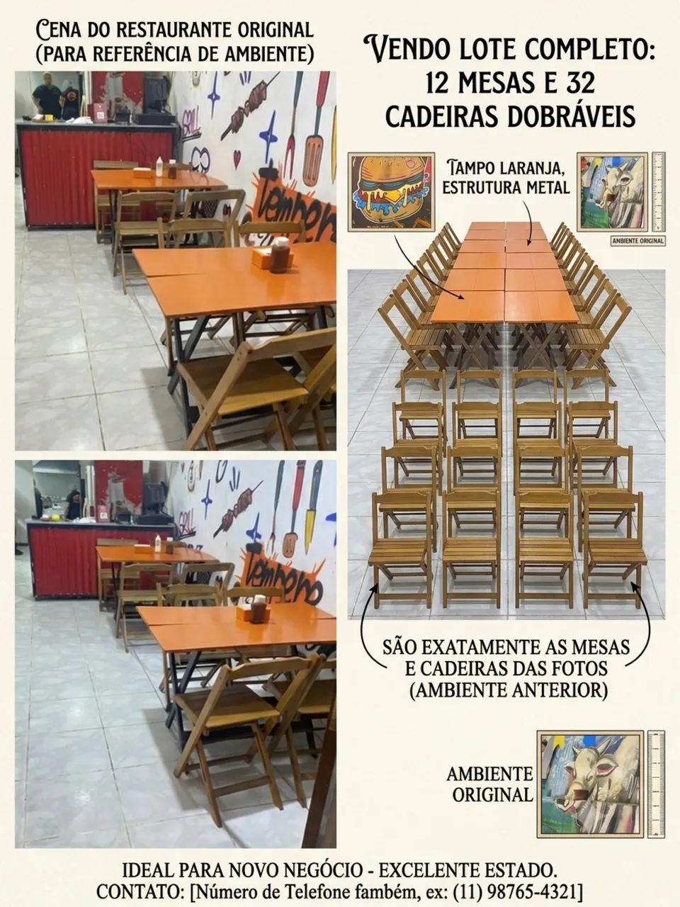 Jogo de mesas e cadeiras 