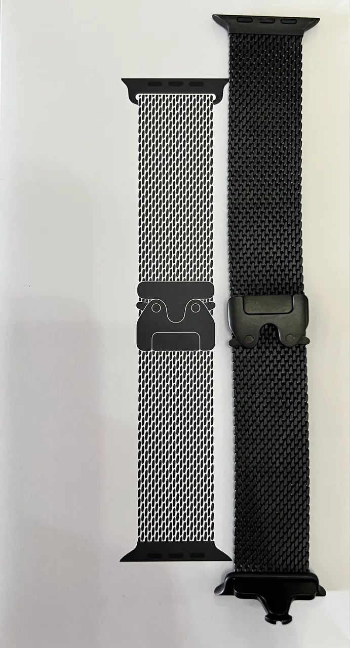 Pulseira para Apple Watch preta estilo milanês de titânio para caixa 49mm - P - Foto 4