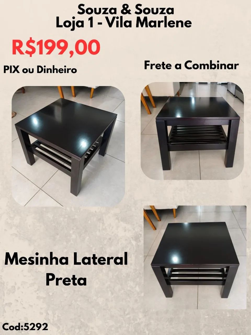 Mesinha Lateral Preta 