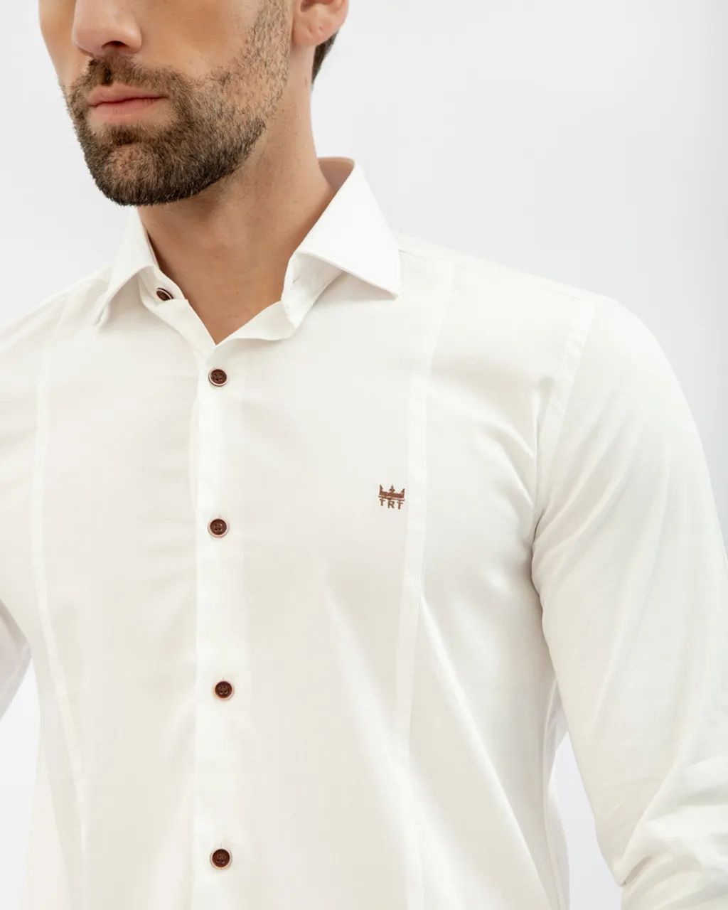 Camisa Manga Longa Slim TRT Off White - Foto 3