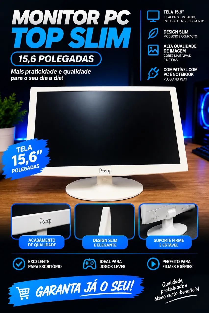 Monitor pctop 15,6 polegada 