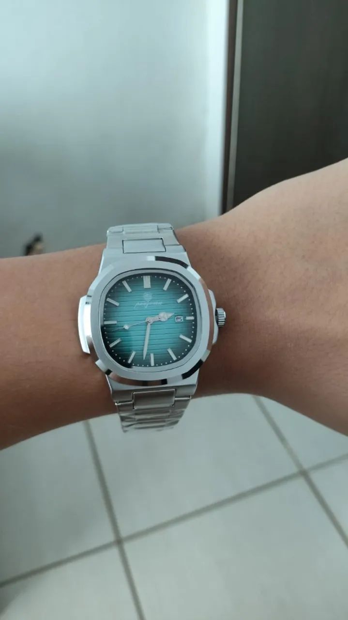 Relógio de Luxo (Fundo Tiffany) - Novo na Caixa - Aço Inox