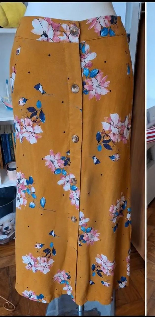 Saia Floral com botões frente - Foto 3