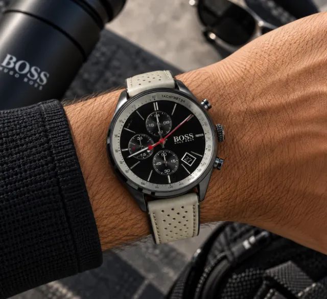 Relógio Masculino Hugo Boss 1513562 Cronógrafo - Couro Bege - Foto 3