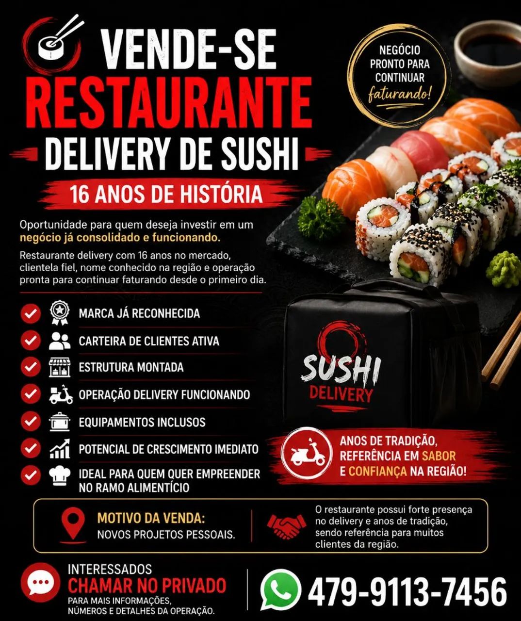 Vendo delivery de sushi 