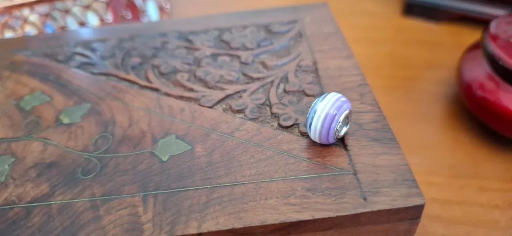 Berloque / Charm Processo Murano -  Azul e Lilás - Compatível  Pandora - Foto 4