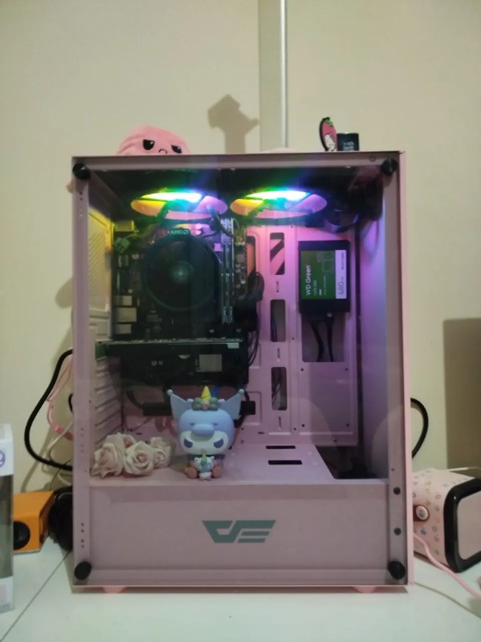 Gabinete gamer aigo Darkflash rosa com vidro