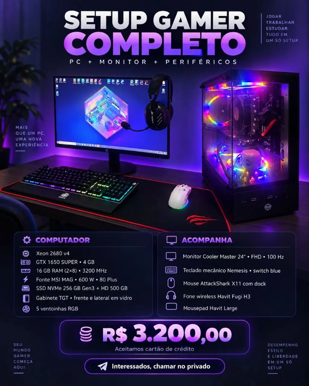 COMPUTADOR GAMER COMPLETO GTX 1650 SUPER