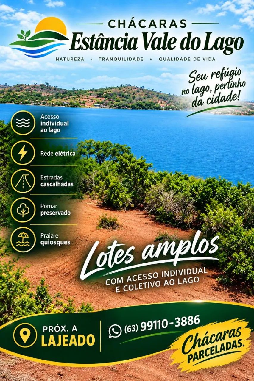 Chácaras com acesso individual e coletivo ao lago