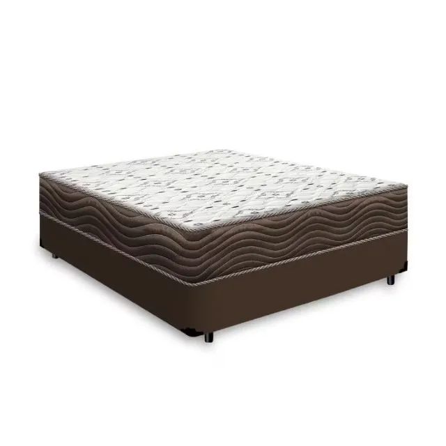 Conjunto Base Corino marrom + Colchão Ortobom D45 ortopédico - Entrega Rápida!