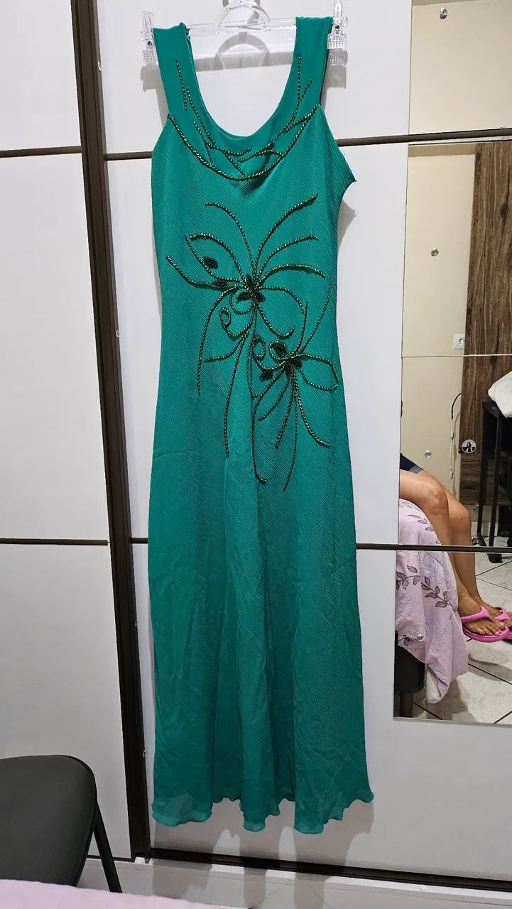 VESTIDO LONGO DE FESTA BORDADO