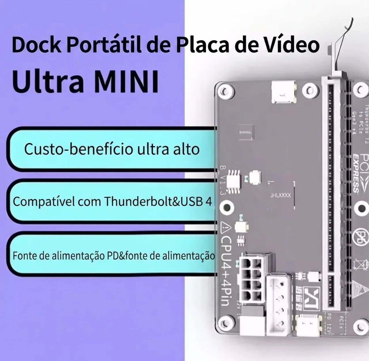 Dock Egpu thunderbolt 3/4 + Brinde suporte de placa de vídeo vertical - Foto 3