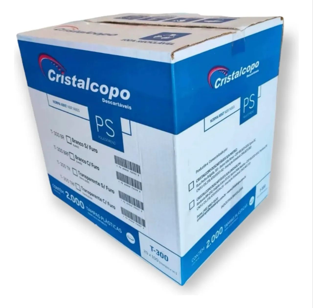 Tampa Cristalcopo T-300 transparente c/ furo - PS (Poliestireno) 