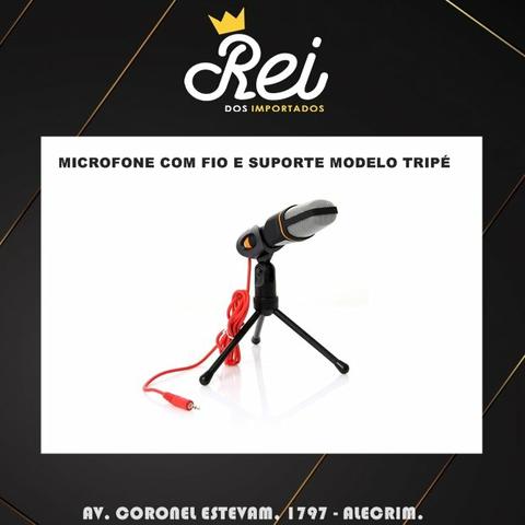 Microfone condensador com tripé lelong para celular ou computador