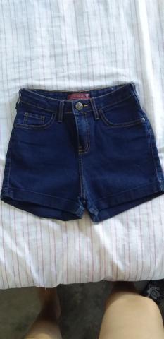 shorts jeans escuro cintura alta