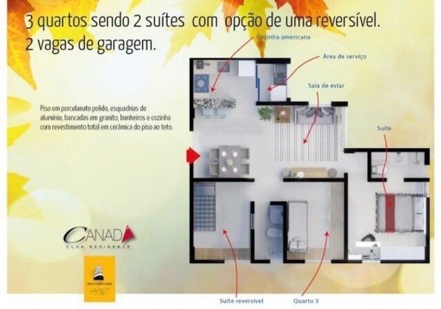 GL: Canadá Club Residence/ AP 3 qto/2 vagas/ Bairro Cristo Rei/ Prox ao Carvalho - Foto 5