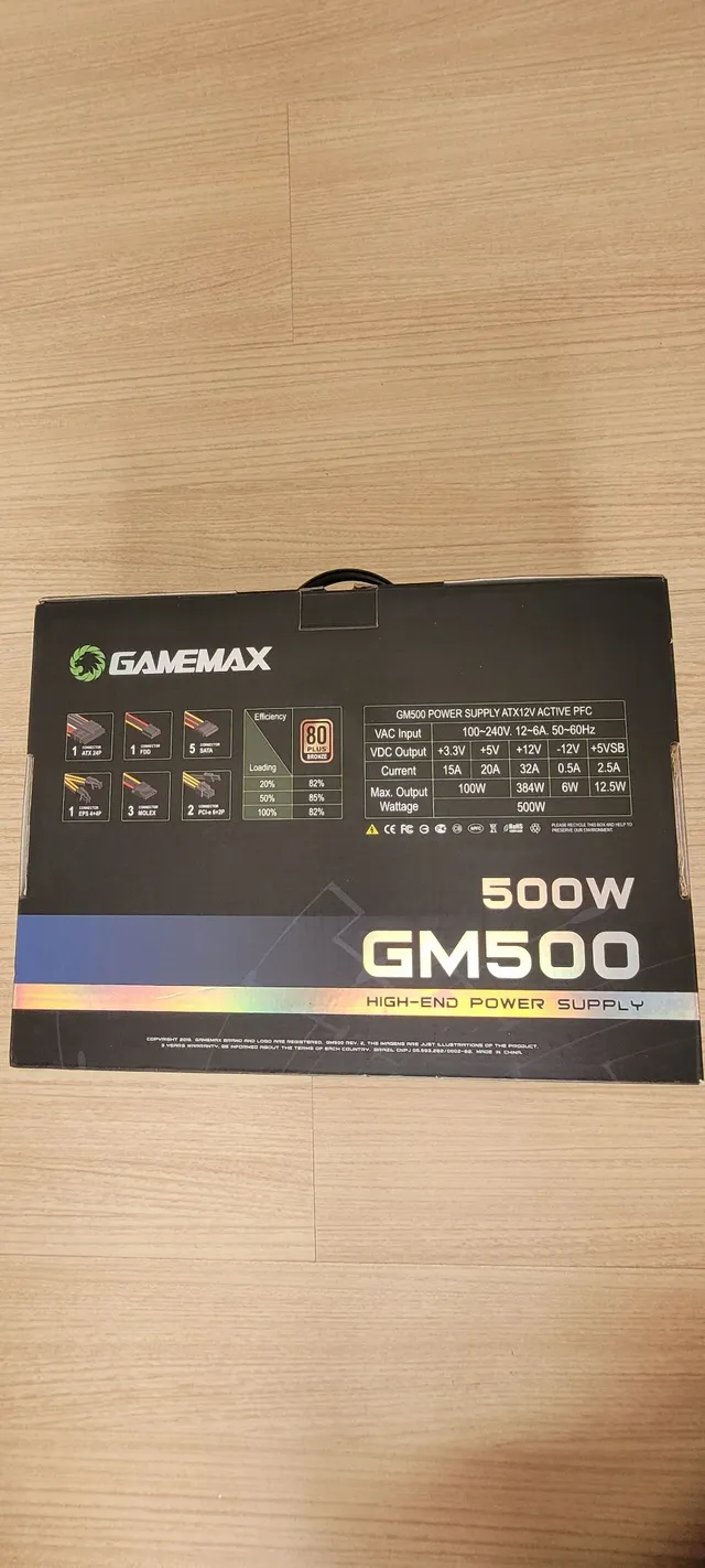 Fonte Alimentação Para Pc Atx Gamemax 500w Gm500 Pfc 80 Plus - R$ 230,3