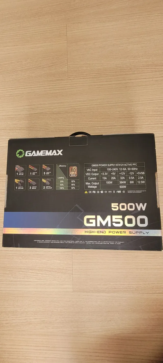 Fonte Atx Gamemax 500W Real 80Plus/Pfc/Bivolt Auto Gm500 Oem - Casa & Vídeo