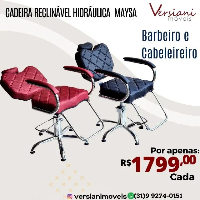 Cadeira Barbeiro Reclinável Hidráulica Cabelereiro em Promoção na