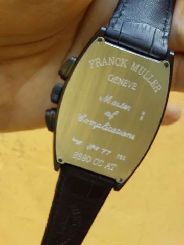 Relogio Franck Muller Conquistador Preto Vidro Azul Pulseira Couro