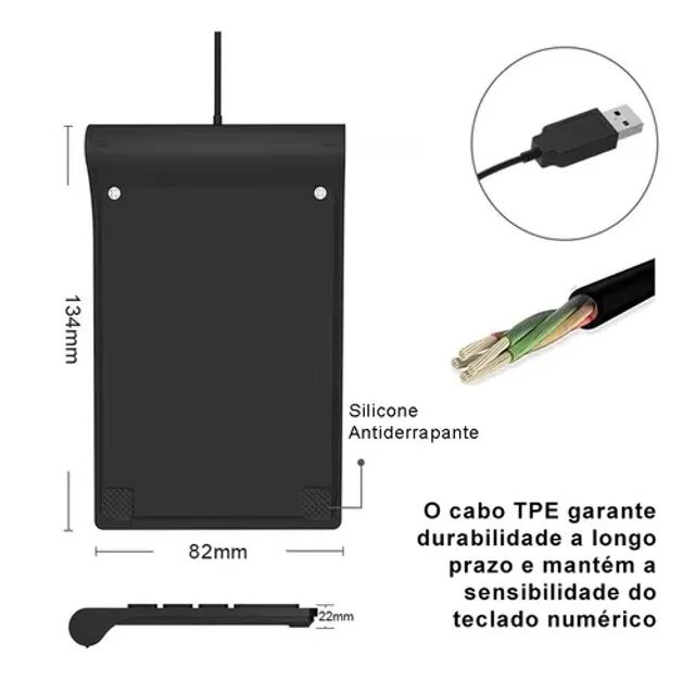 Teclado Numérico Com Fio 18 Teclas Ergonômico Cor De Teclado Preto - Foto 4