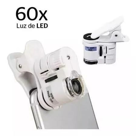 Mini Microscópio Lupa Portátil Câmera Zoom Led 60x para Celular