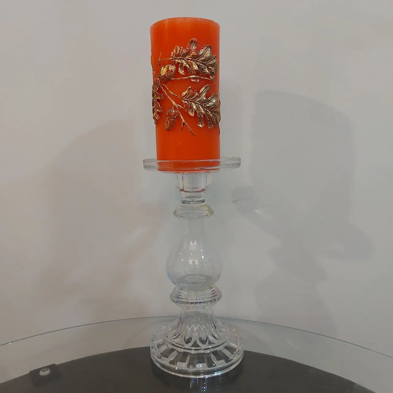 Castiçal de Cristal com Vela importada Decorativa Natalina