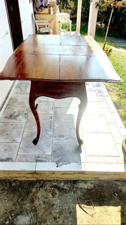 Mesa provençal antiga com duas gavetas e extenção - Foto 3