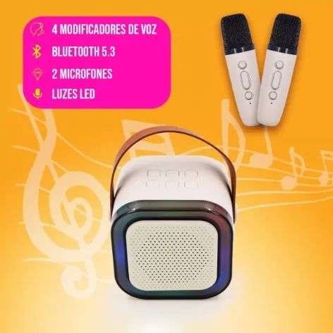 CAIXA DE SOM BLUTOOTH 6W K12+2 COM 2 MICROFONES KARAOKÊ - ORIGINAL - Foto 2
