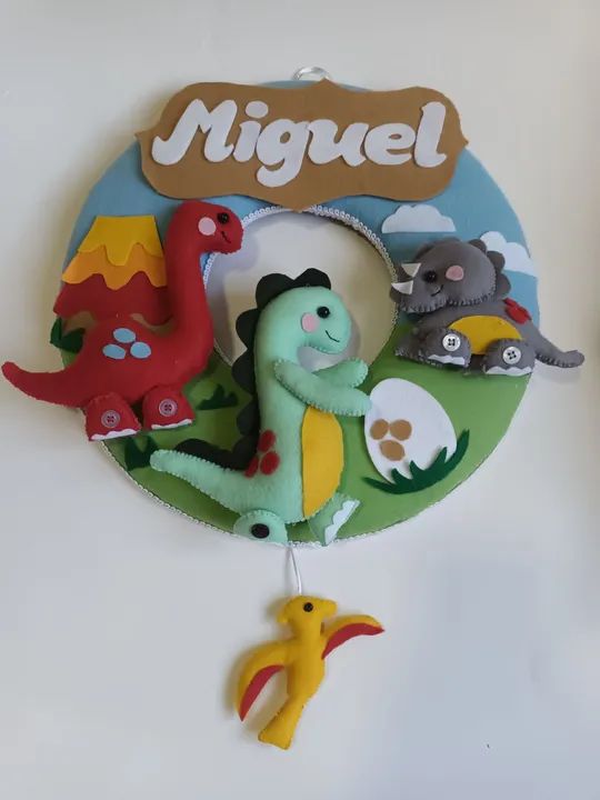 Enfeite de porta maternidade - Dinossauros - Foto 2