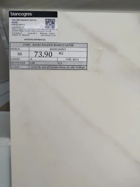 Porcelanato 80x80 Malden Bianco Satin Biancogres - Foto 5