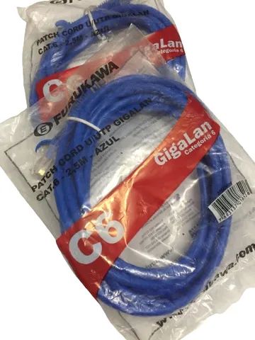 Cabo Patch cord Furukawa Cat6 2,5metros azul Rede Gigalan 2 unidades
