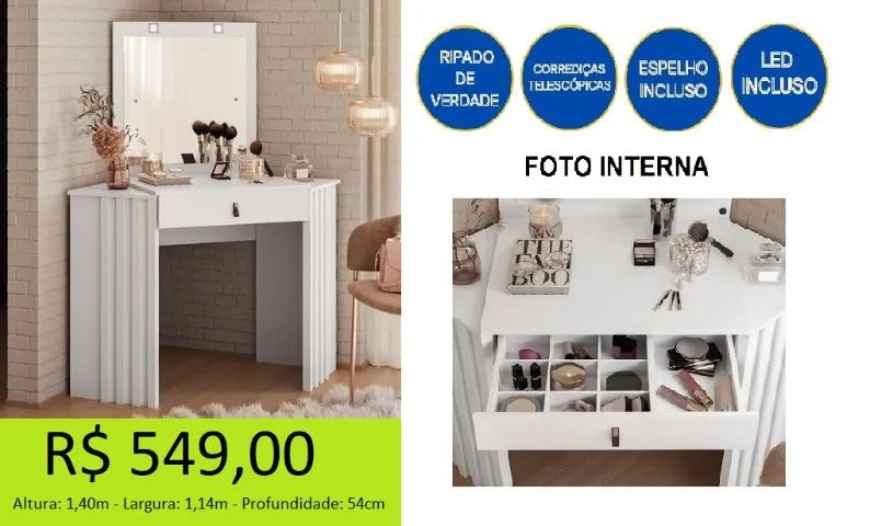Penteadeira ripada super elegante