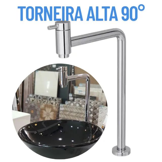 Torneira Bancada Lavatório Link 90° Soft 1/4 Volta Bica Alta _ CS325