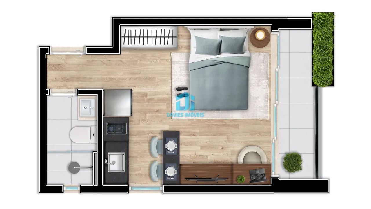 Studio à venda em Curitiba | 26m² | 1 Quarto | no Centro - Foto 2