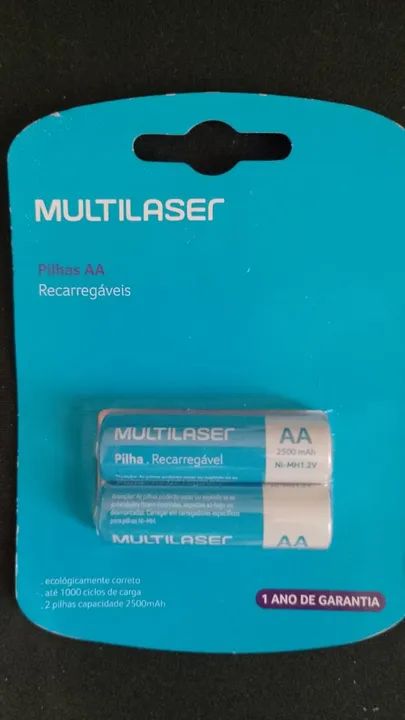 2 Pilhas recarregaveis tipo AA - Multilaser - Novo lacrado