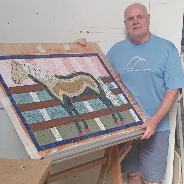 mosaico painel cavalo
