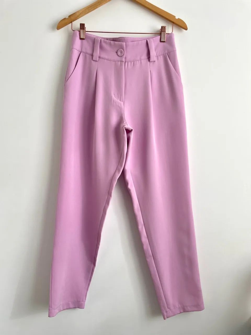 Calça tipo alfaiataria M Rosa Claro - Foto 3