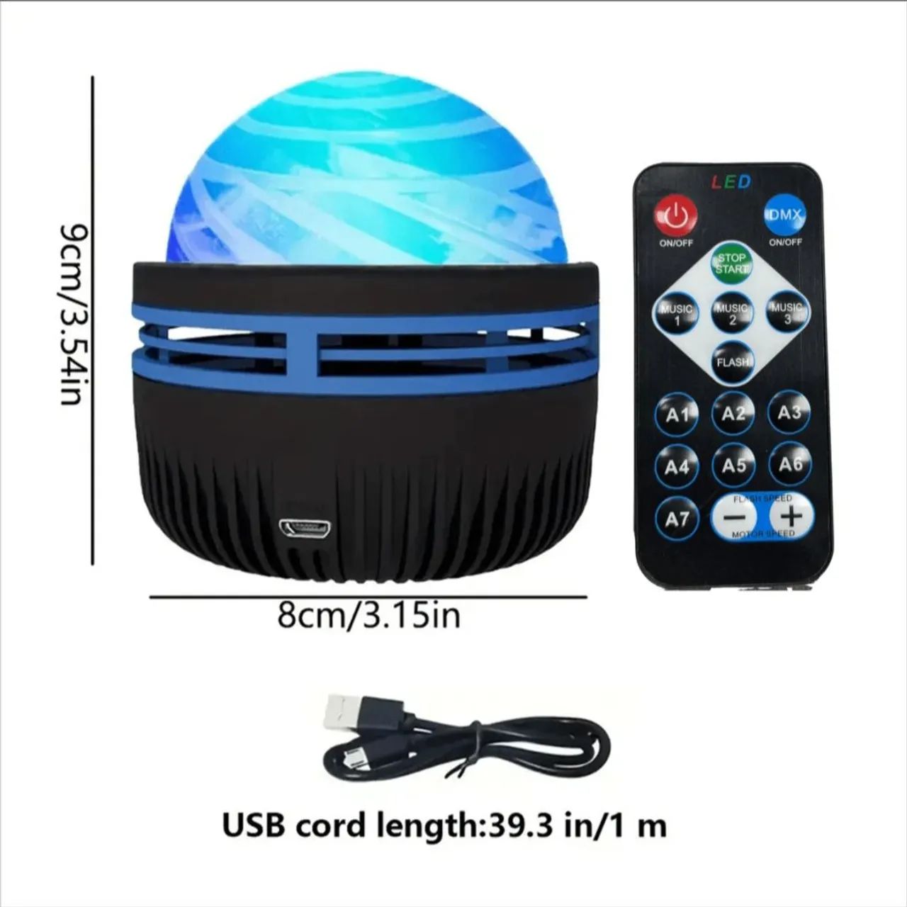 LUZ LED GIRATÓRIA COM CONTROLE REMOTO - NOVA